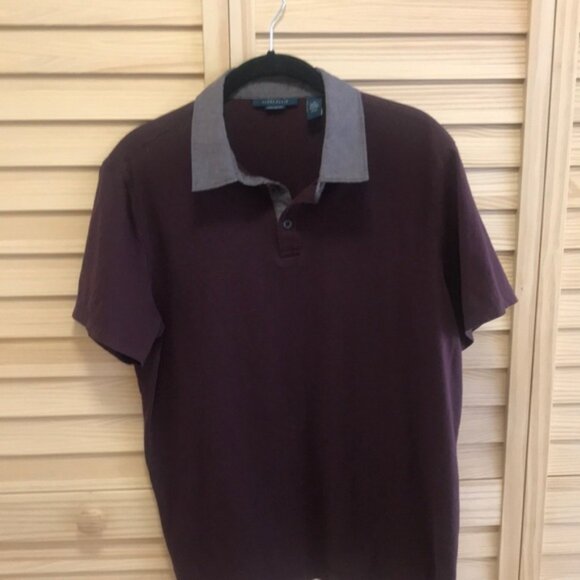 PERRY ELLIS wine color men’s, short sleeve, polo size M, good condition - Picture 1 of 3